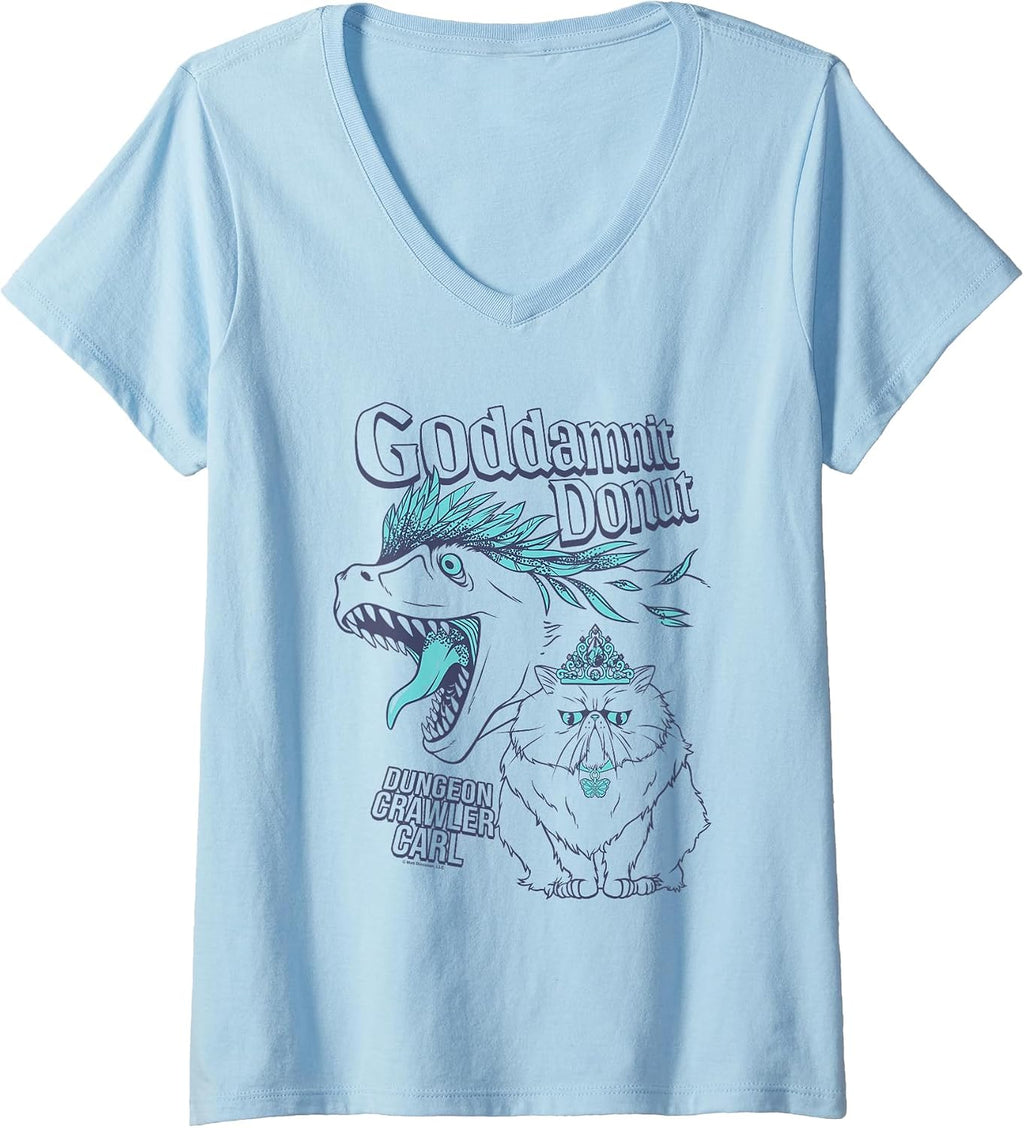 Women's Dungeon Crawler Carl Princess Donut and Mongo Drawing Book V-Neck T-Shirt