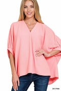 .Woven Airflow V Neck Top