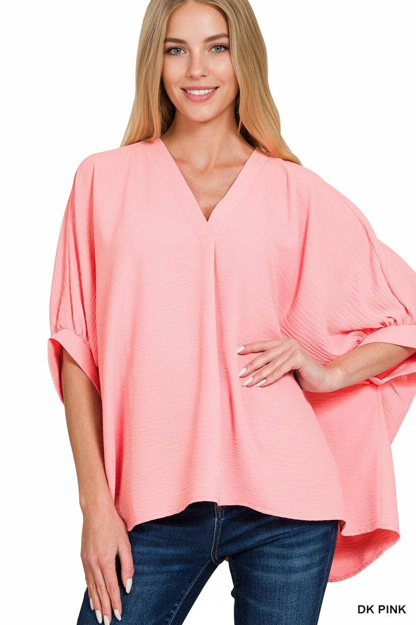 .Woven Airflow V Neck Top