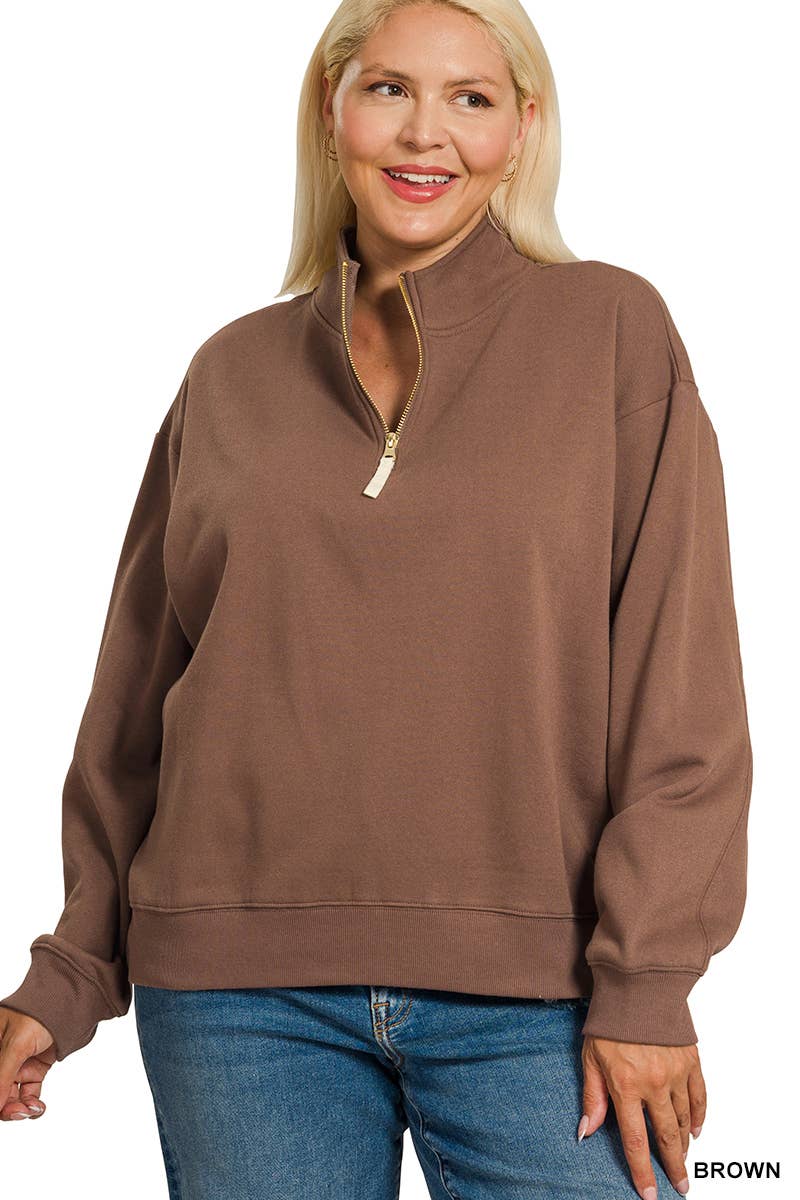 , 0827 Plus Fleece Half Zip Sweatshirt SI-28663