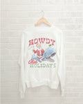 Christmas Howdy Okie Holidays White Thrifted Sweatshirt