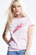 David Bowie Bold Bolt Rose Screen Printed T-Shirt - Women's