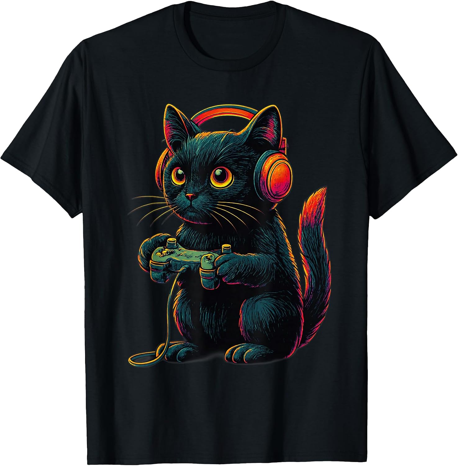 Black Cat Playing Video Games Funny Cat Boys,Kids