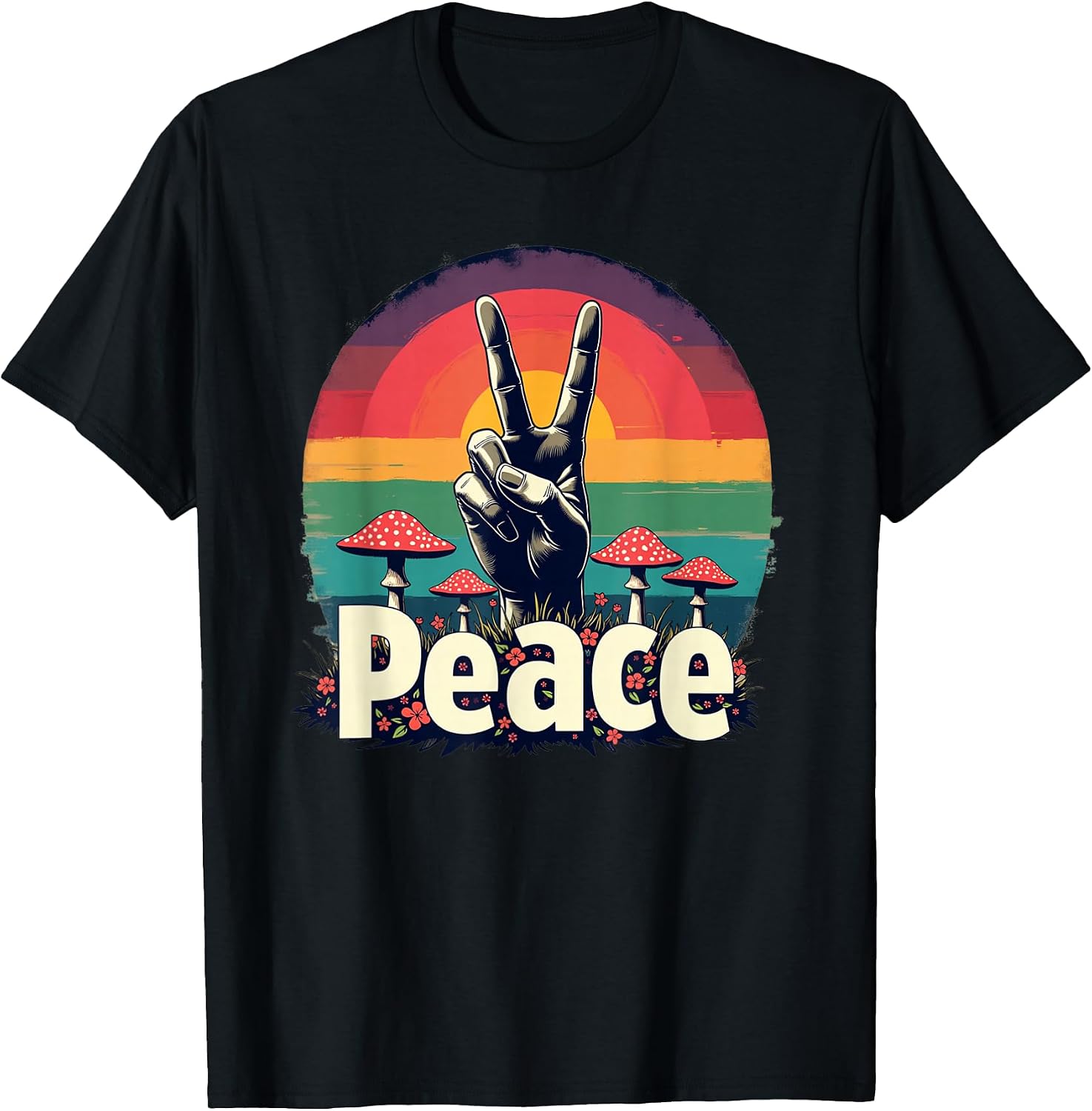 Peace Sign 70s Retro Graphic Wrinkled Hippie