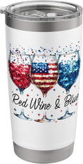 Red White And Blue Wine Patriotic Shirt For Women