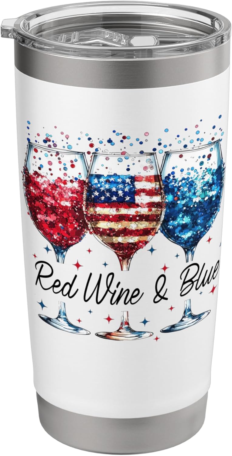 Red White And Blue Wine Patriotic Shirt For Women