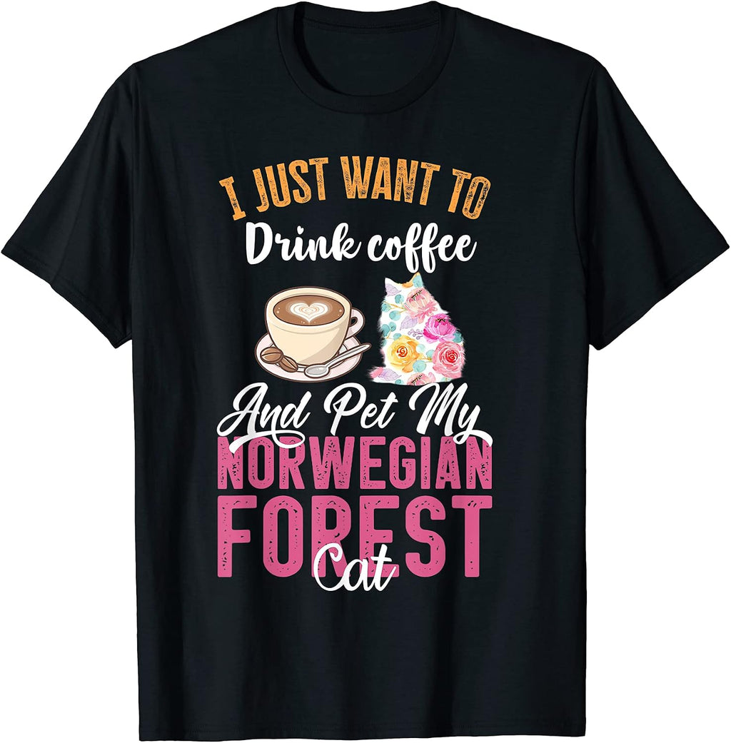 Funny Norwegian Forest Cat & Coffee Lovers Merch