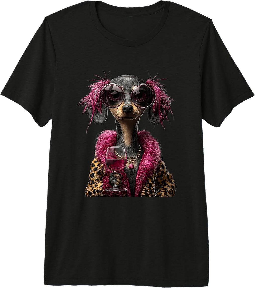 Whimsical Glam Canine Character Graphics Pink