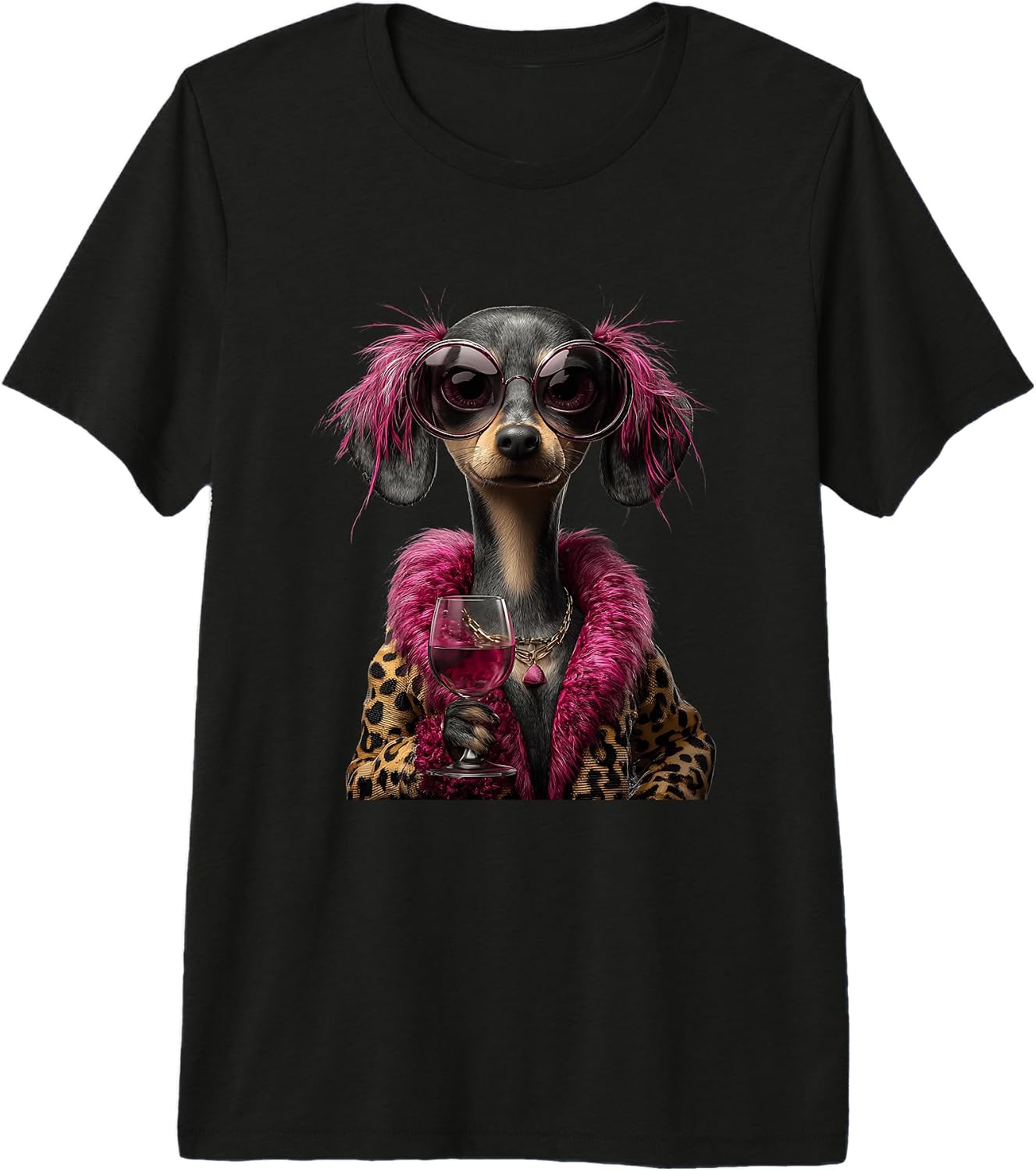 Whimsical Glam Canine Character Graphics Pink