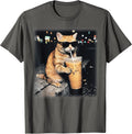 Funny Cat Drinking Coffee Funny Animal Tee