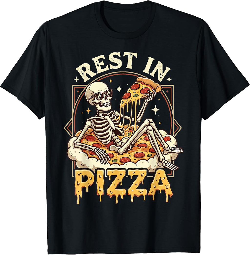 RIP Pizza Lover Foodie Skeleton
