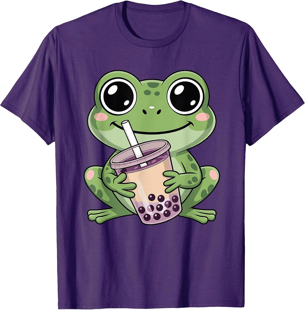 Kawaii Cute Boba Frog Strawberry Bubble Milk Tea