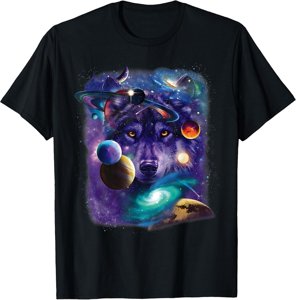 Vintage Wolf Space Moon Apparel