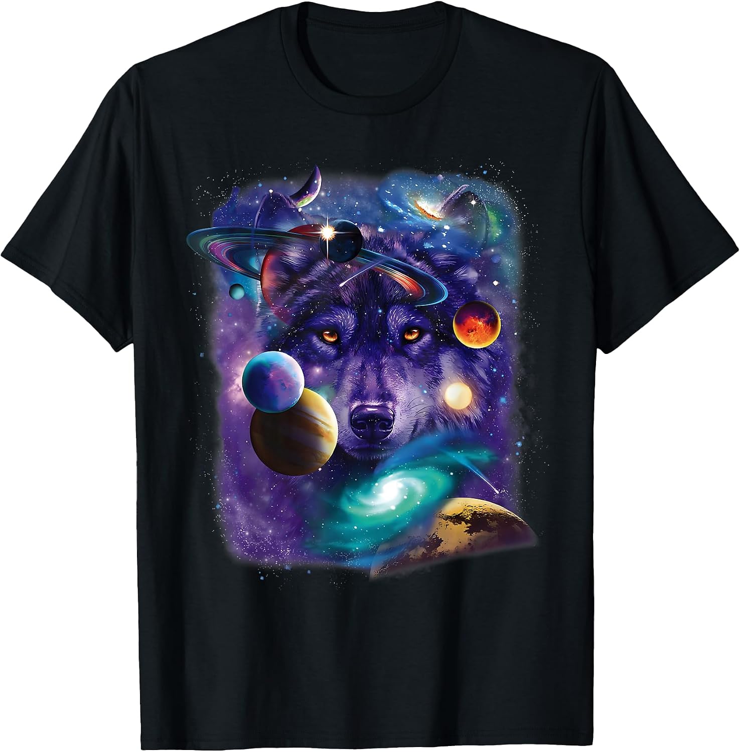 Vintage Wolf Space Moon Apparel