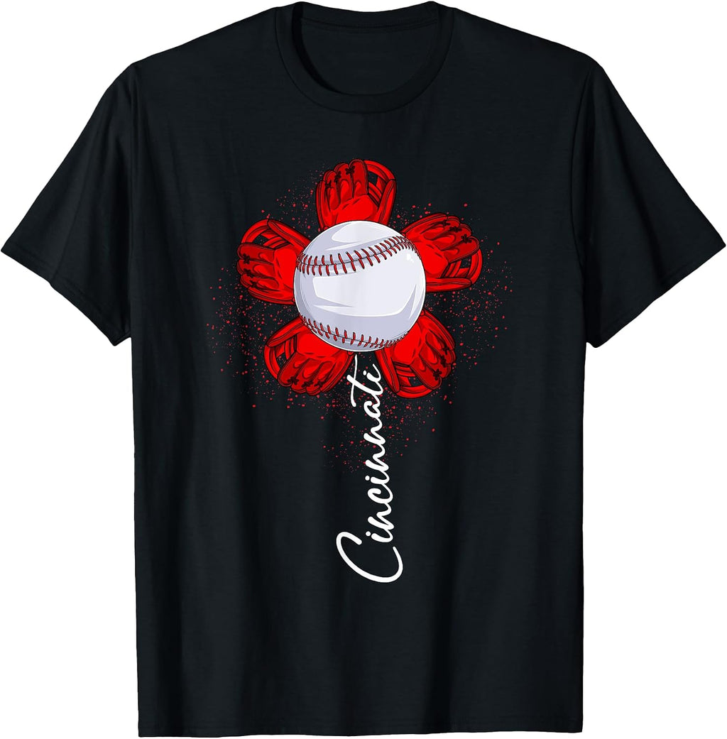 Flower Cincinnati Retro Baseball Lover Game Day