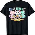 Funny pastel cat eating pizza cute kawaii party