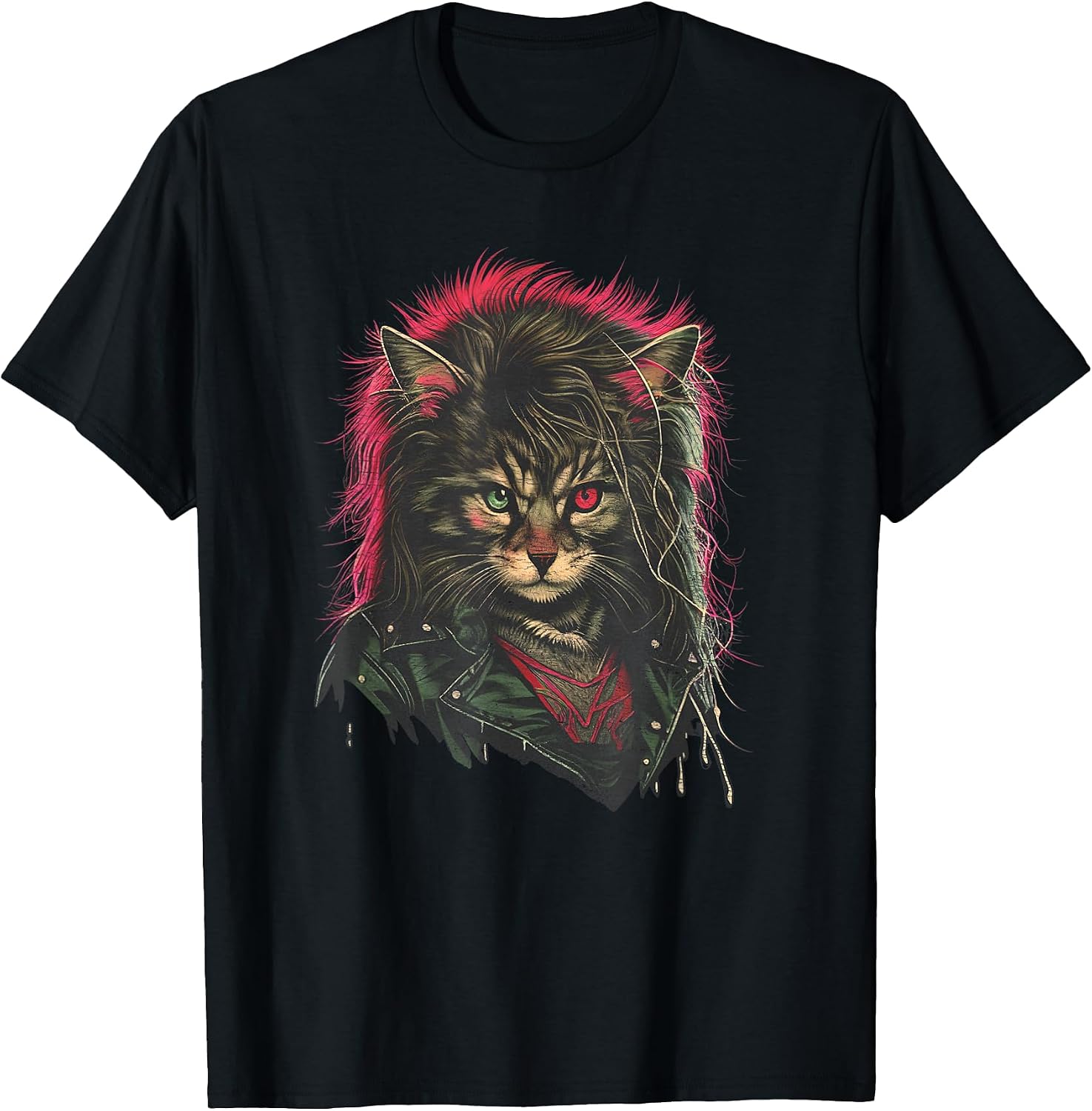 Heavy Metal Hair Glam Cat Retro Distressed 80s