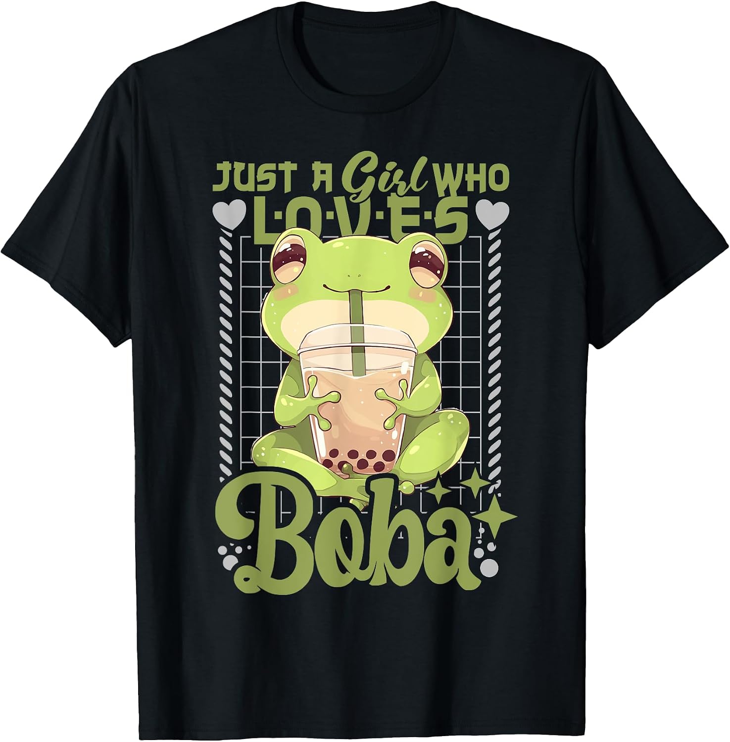 Womens Kawaii Frog Boba Tea Neko