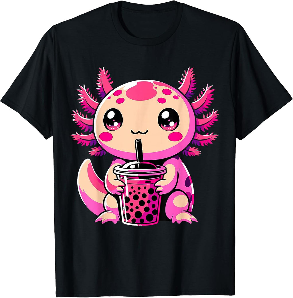 Bobalotl Kawaii Axolotl Drinking Boba Tea