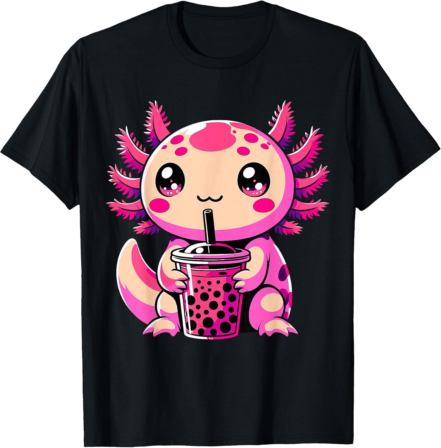 Bobalotl Kawaii Axolotl Drinking Boba Tea