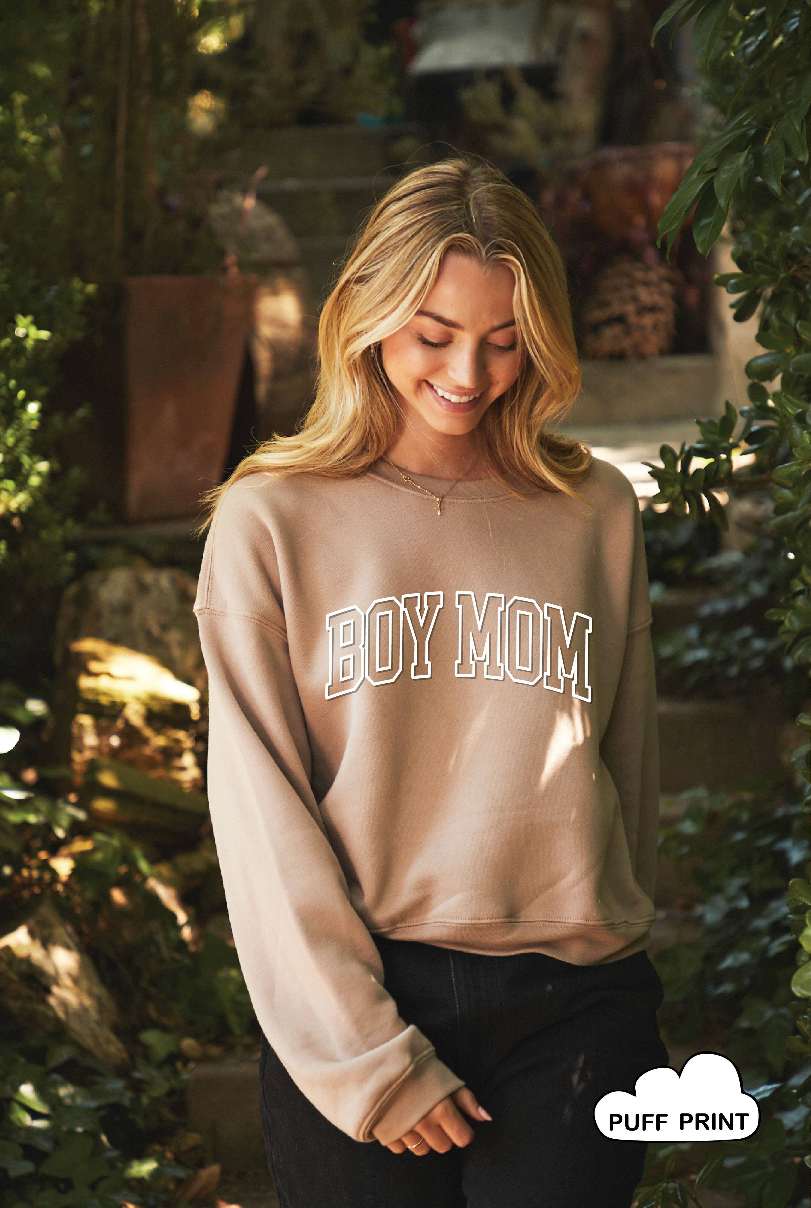 Boy Mom Puff Print Mid Graphic Sweatshirt