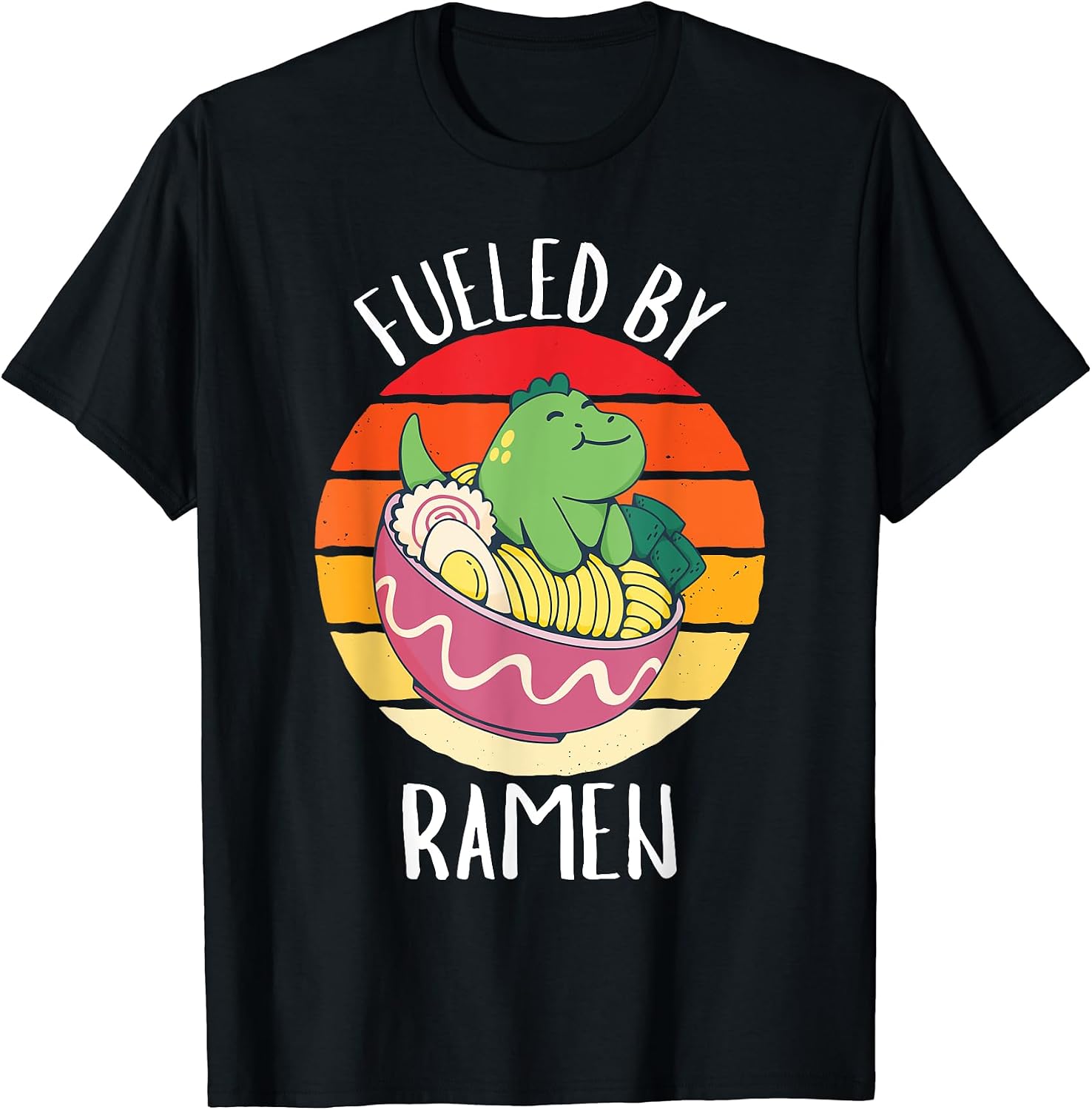 Retro Dinosauer Fueled By Ramen Food Lover