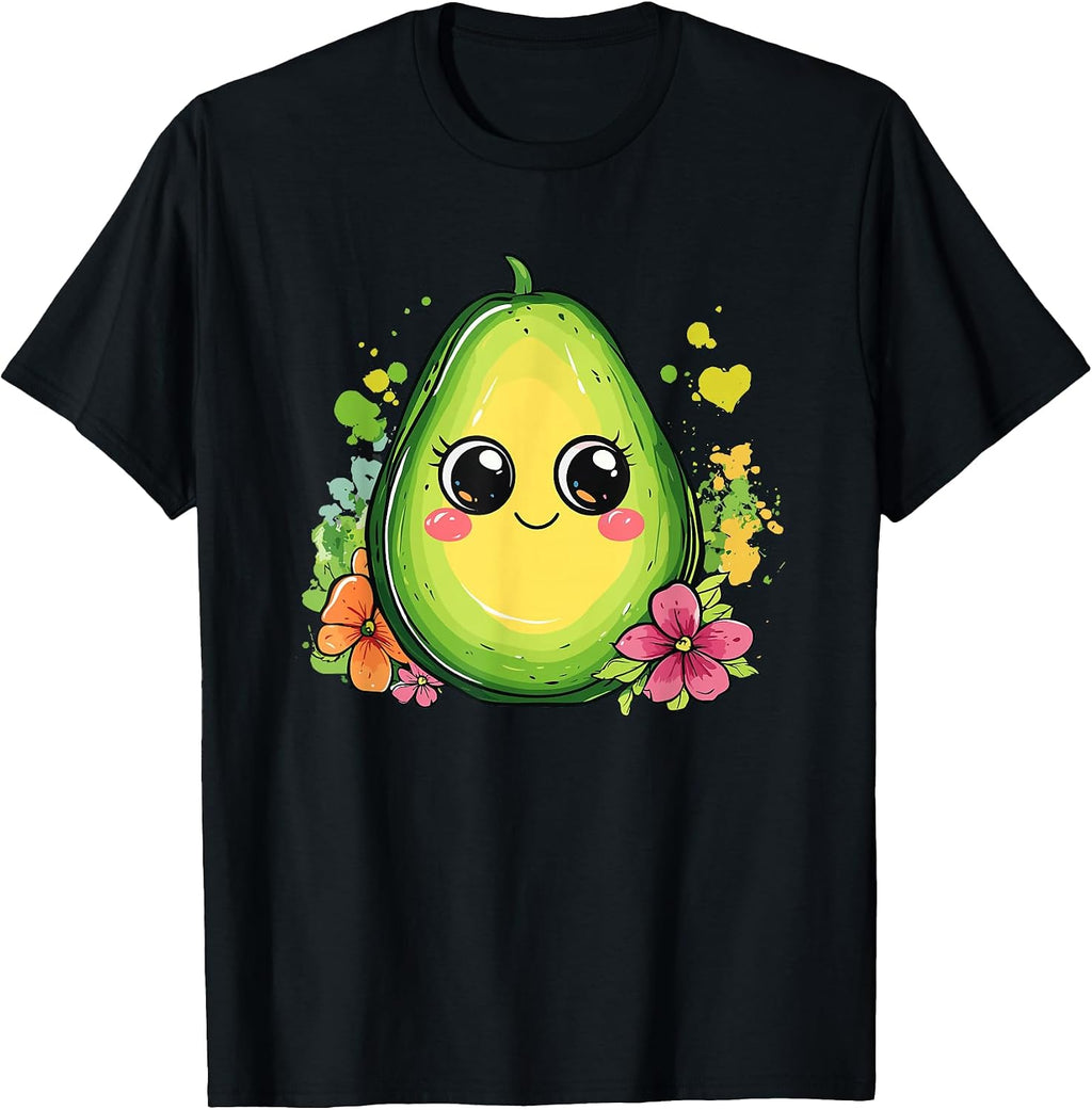 Adorable Avocado Cartoon Flower Art