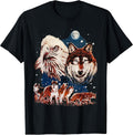 Vintage Eagle and Wolf At Moon