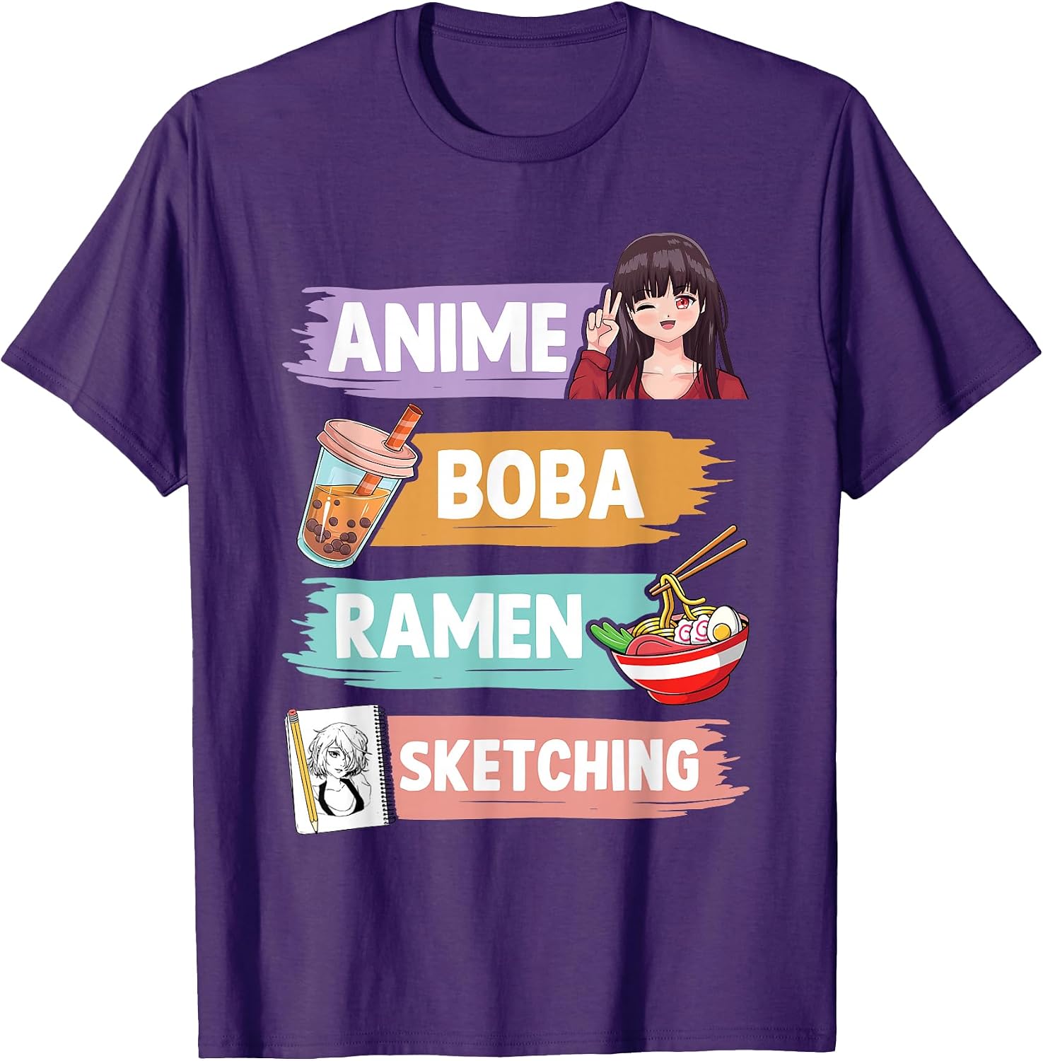 Cute Anime Ramen Boba Sketching Teen Girls & Women