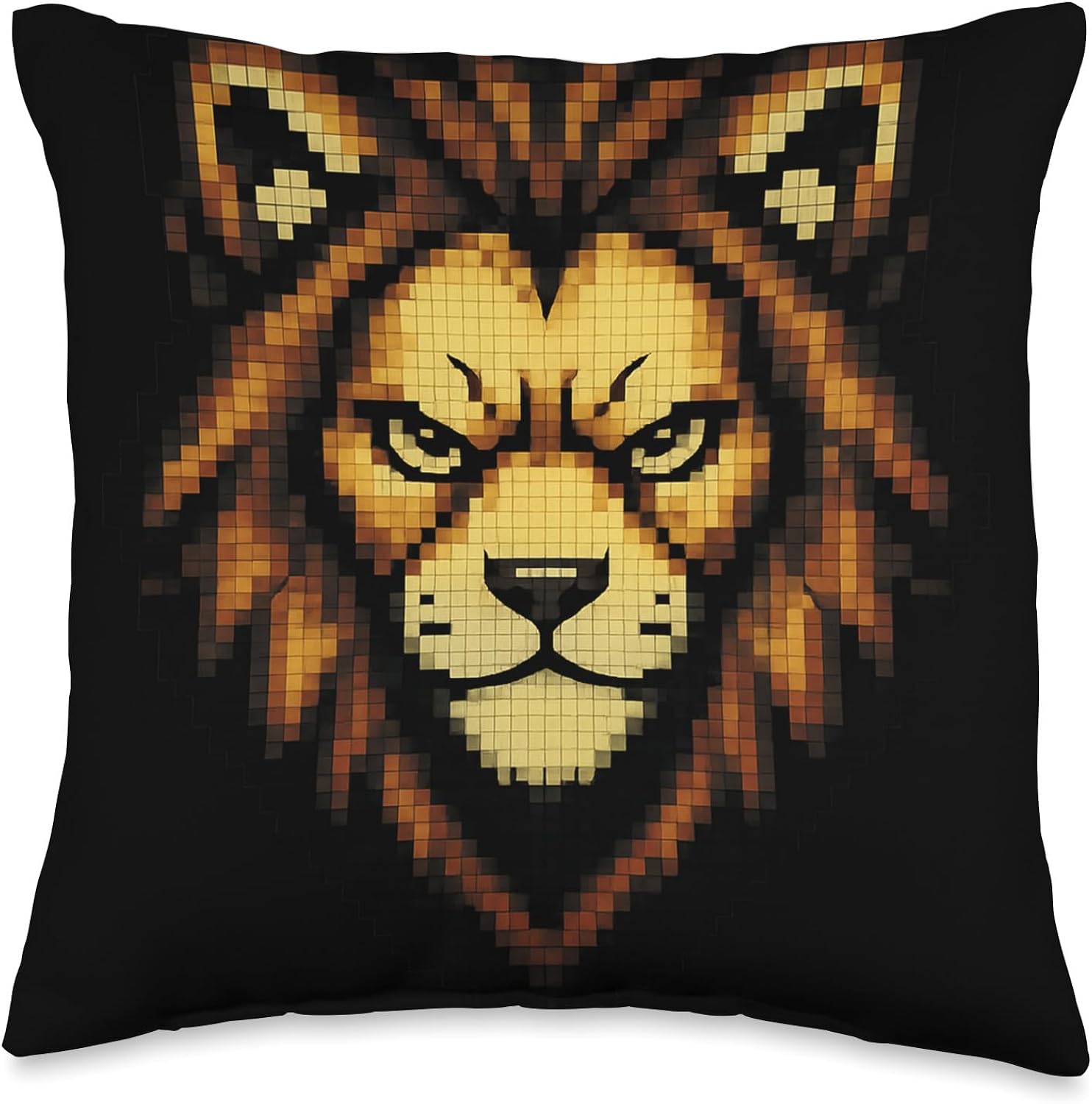 8 Bit Pixel Lion Animal Face Retro Design style