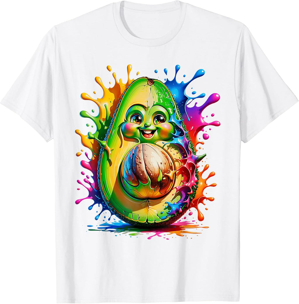 Colorful Avocado Cartoon Rainbow Color Splash