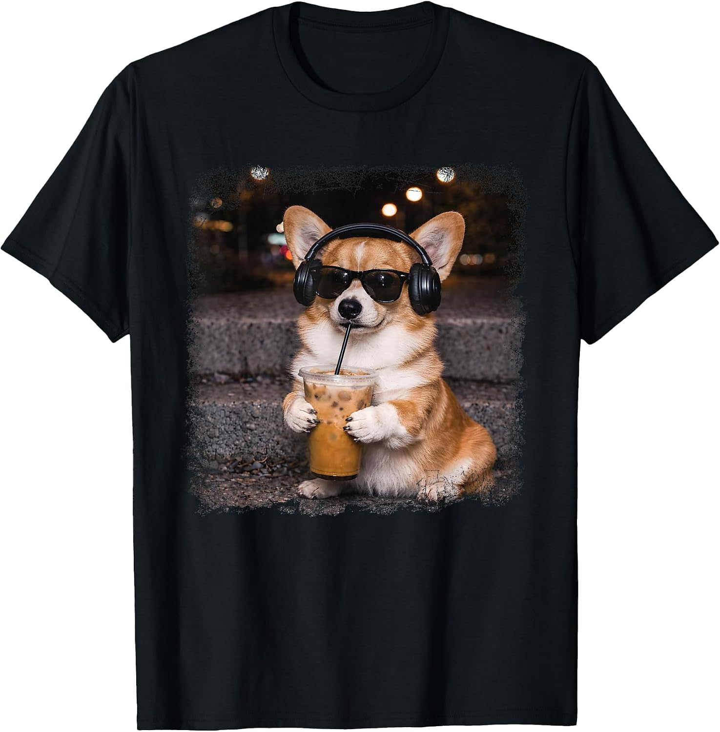 Funny Corgi Drinking Iced Coffee Dog
