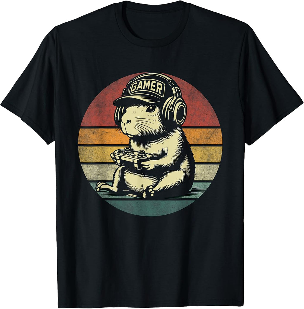 Funny Retro Capybara Playing Video Games