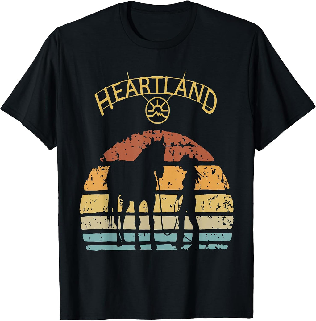 Funny Heartland Retro Vintage Sunset Tee Shirt