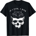 If I Fits I Sits Black Cat Skull Tee