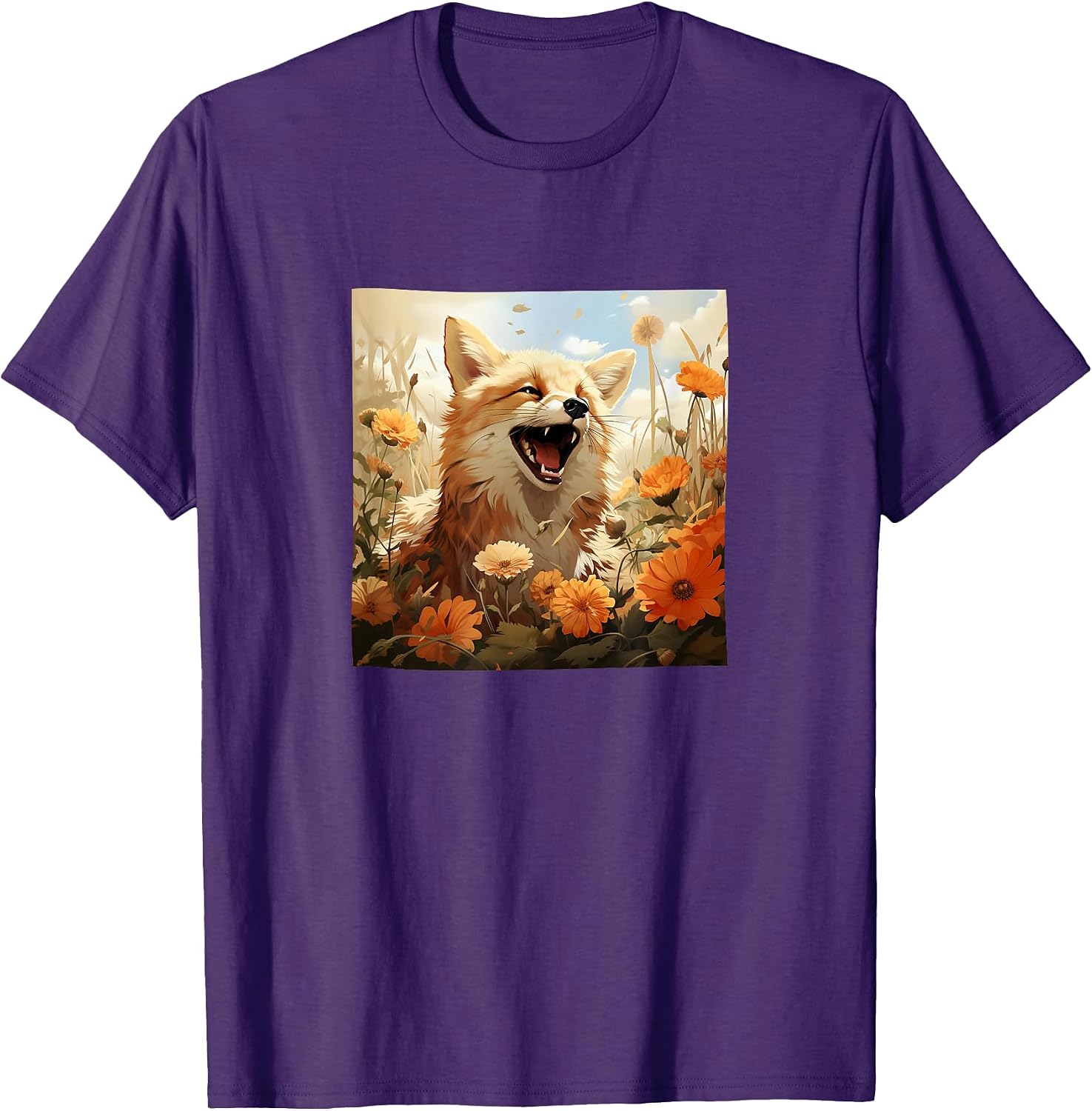 Cute Laughing Fox Cottagecore Botanical Merch