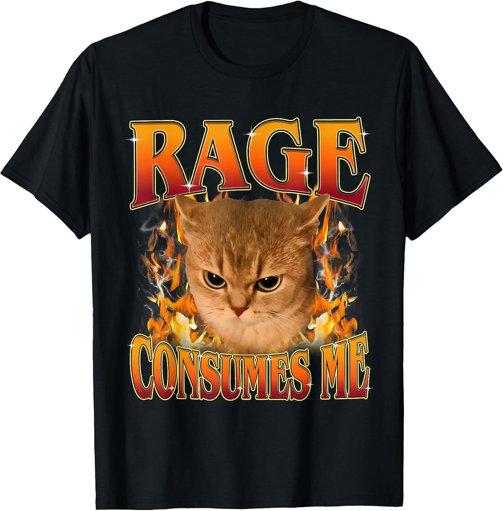 Funny Cat Meme Rage Consumes Me Ironic Tee