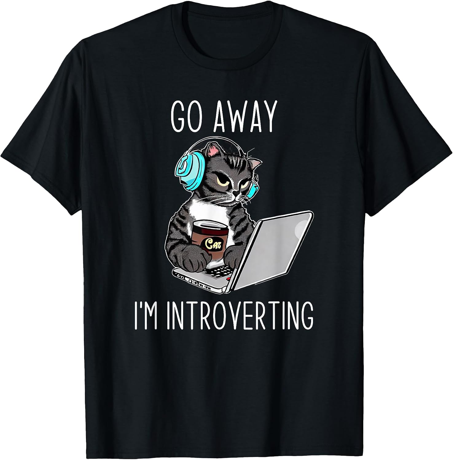 Introvert Gift Cat Owner Laptop & Coffee Shirt