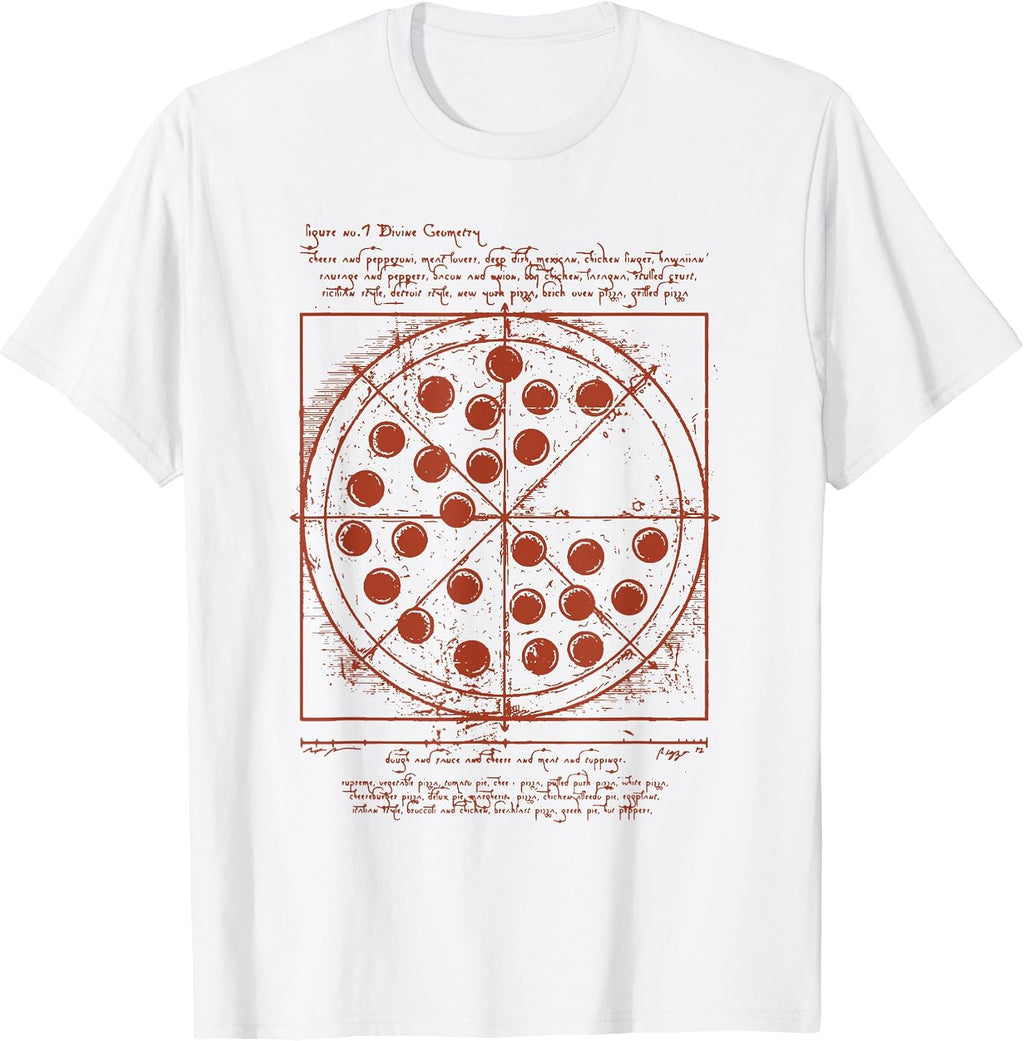Geometrical Da Vinci Vitruvian Pizza Tee Gift.