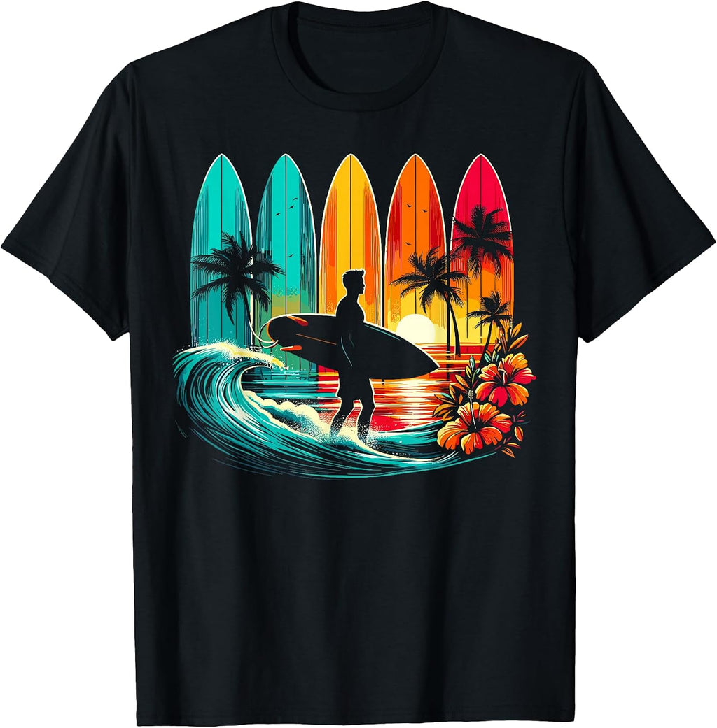 Tropical Surf Sunset Silhouette Surfboards