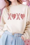Quilted Xoxo Heart Graphic Brushed Sweatshirts