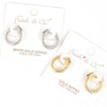 Gold-Dipped Snake Cz Eyes Hoop Earrings