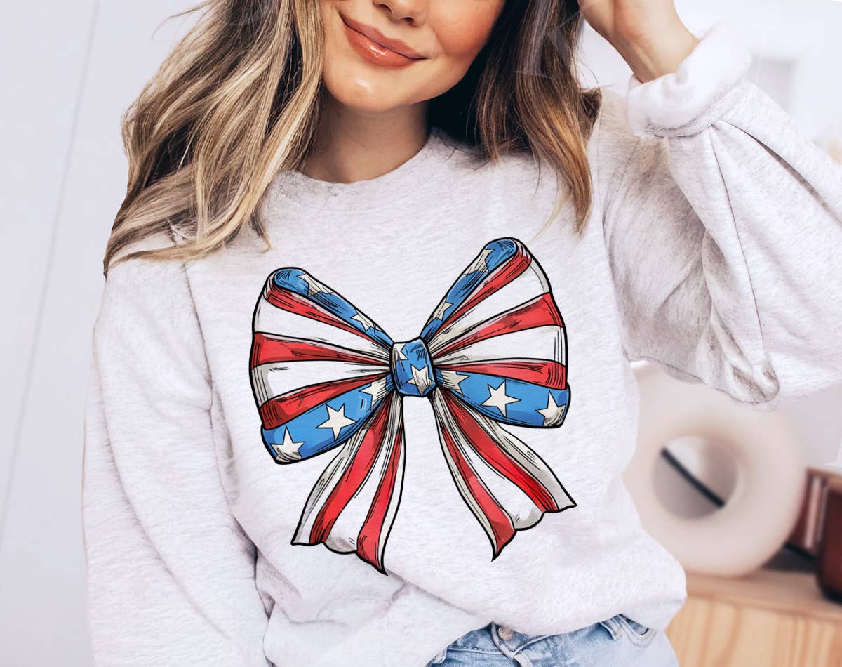 4th of July Coquette Bow American Flag - Sweatshirt