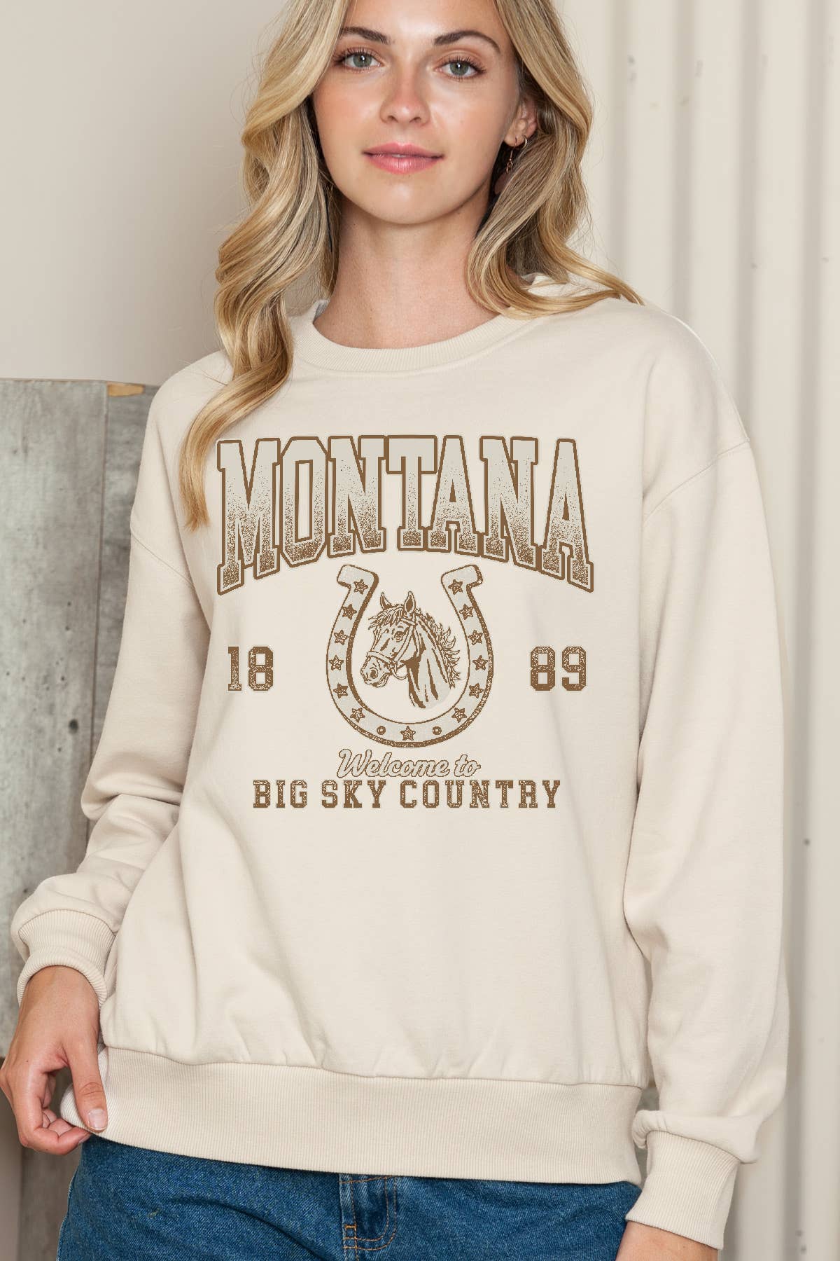 Women Montana Graphic Print Solid Pullover Sweater