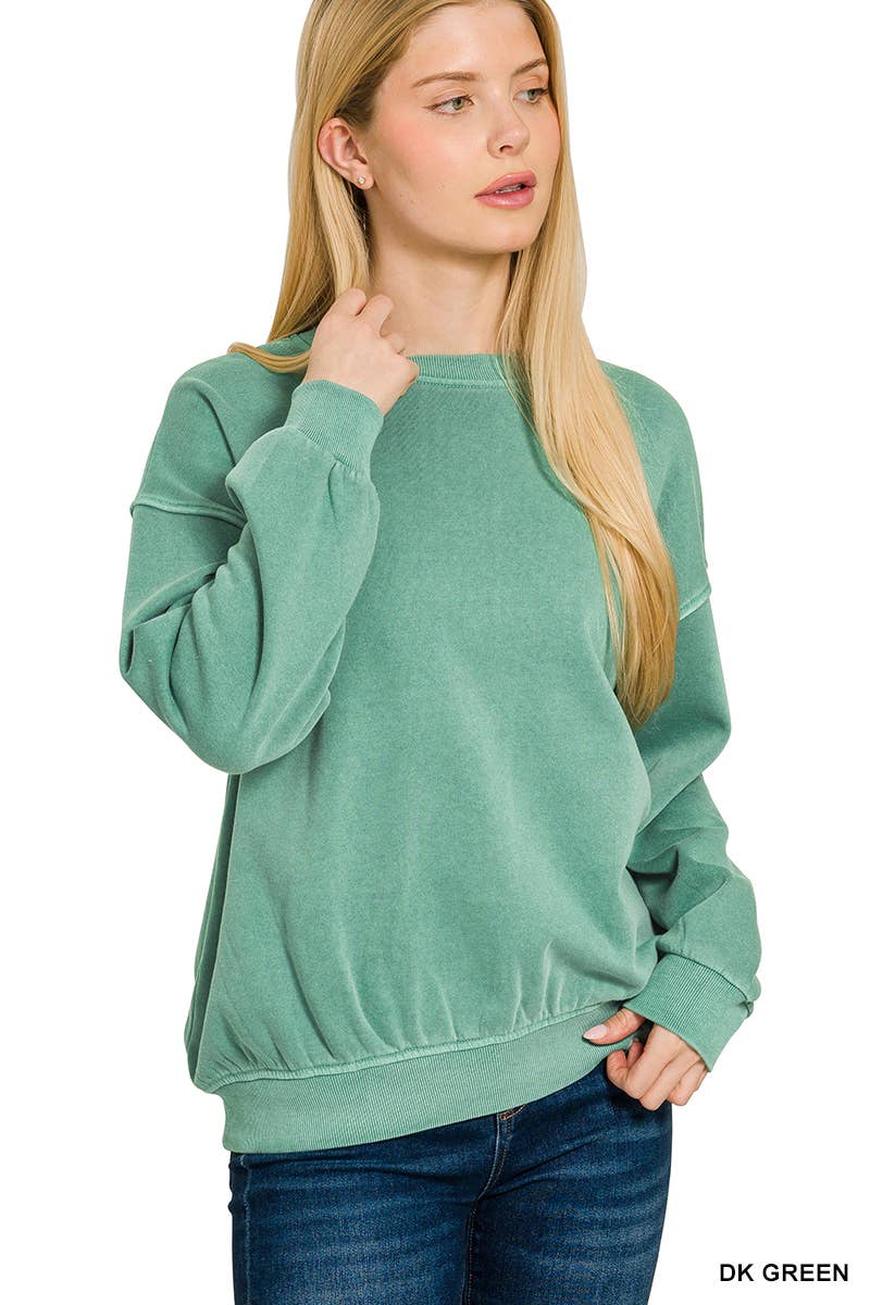 0731 Fleece Pigment Dye Round Neck Sweatshirts SI-27100