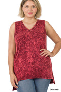 ...Plus Size Mineral Wash Top w/ Side Slit