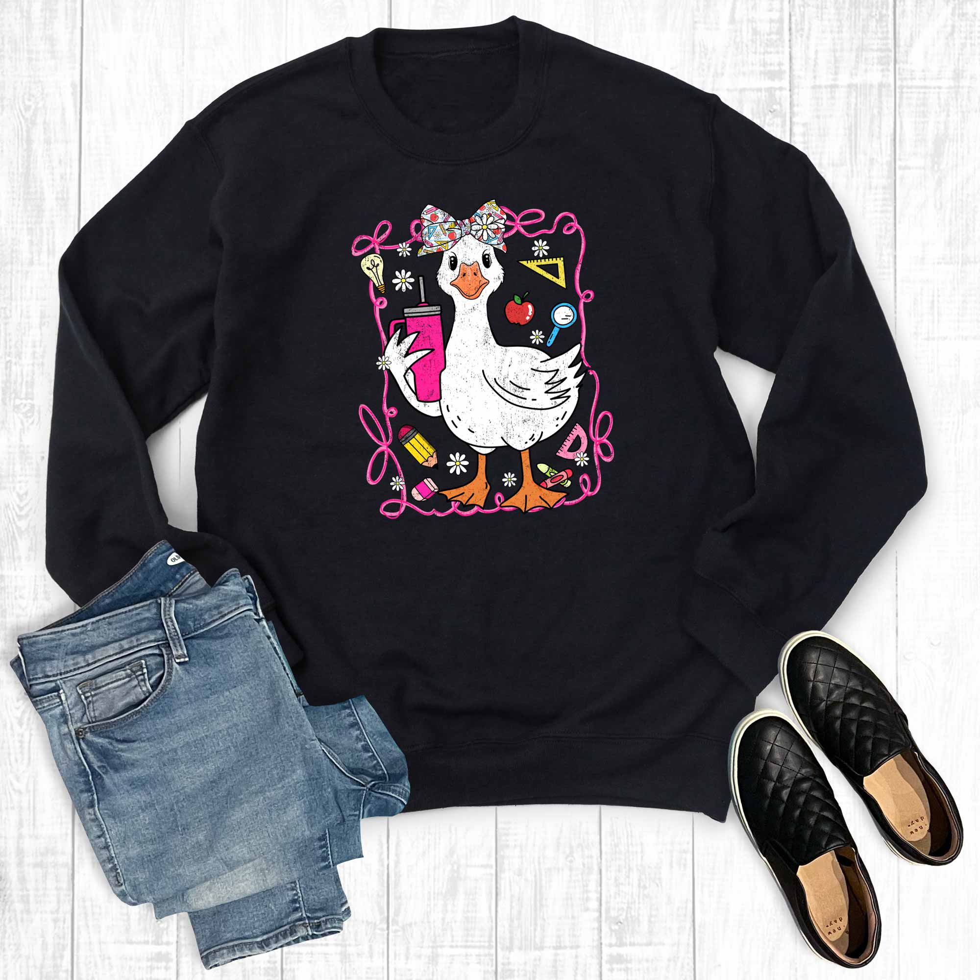 Back To School Silly Goose Teacher Graphic Sweatshirt
