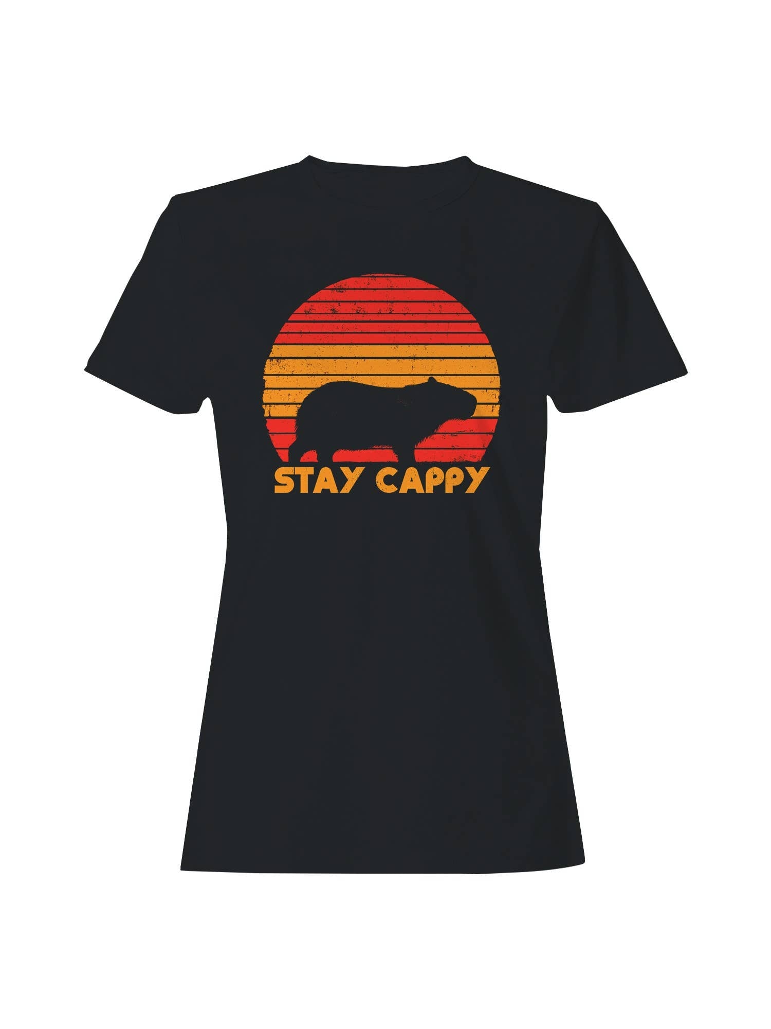 Retro Capybara Sunset Graphic Women's T-Shirt