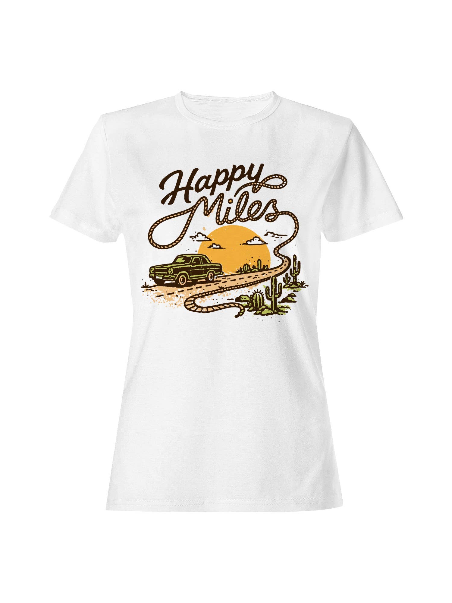 Roadtrip USA Happy Miles Adventure Drive Women's Tee
