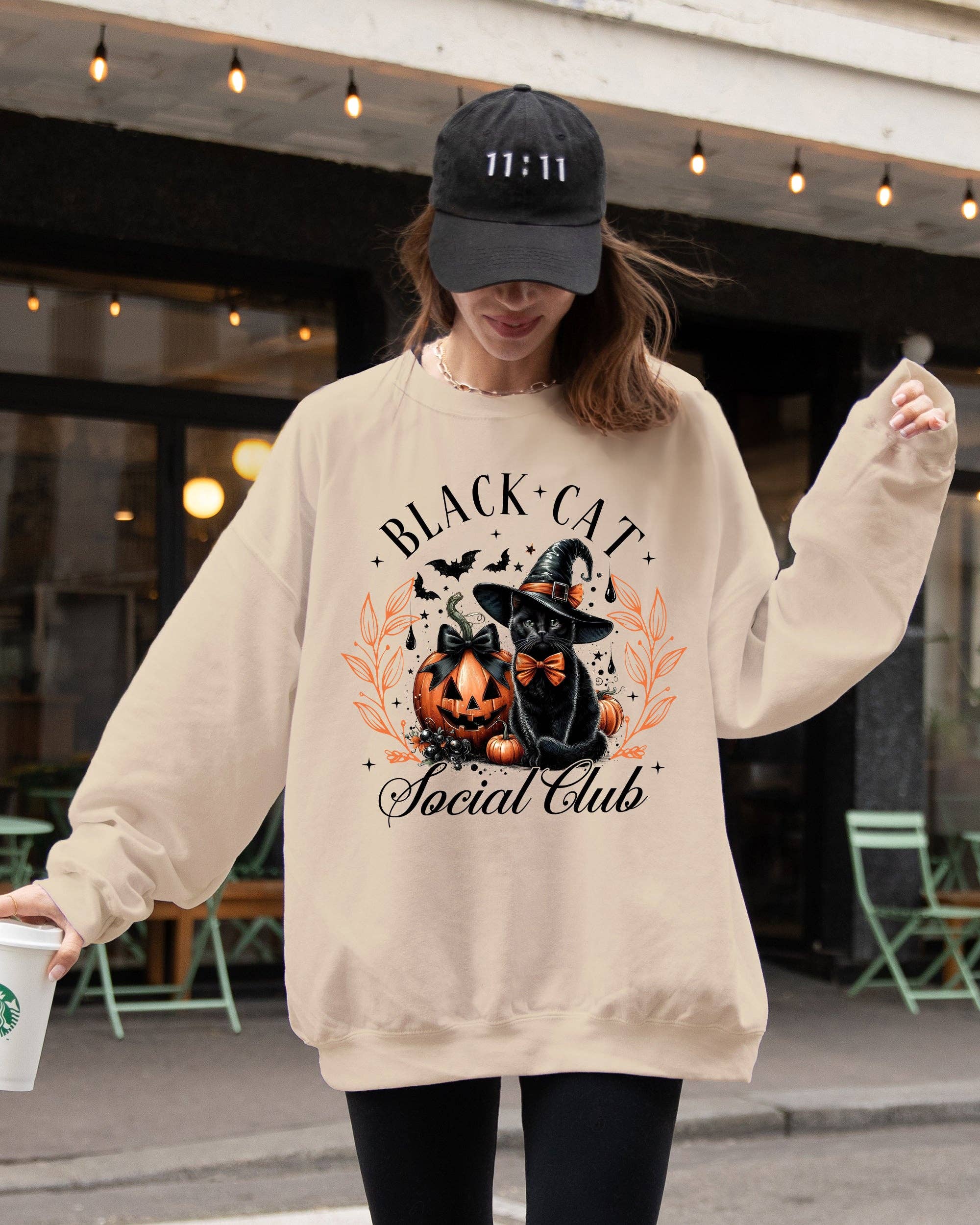 Black Cat Social Club, Halloween Jack-O-Lantern Sweatshirt